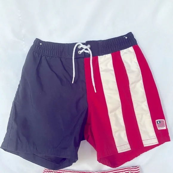 VINTAGE 2002 SET OF 2 BABYGAP PATRIOTIC SWIMSUIT TRUNKS 12-18 MONTHS - LIKE NEW!
